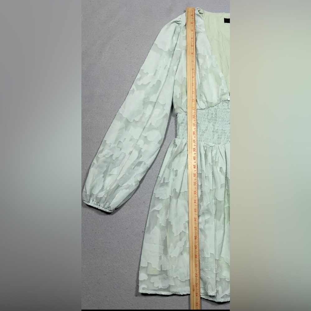 Lulu's Mint Green Long Sleeve Smock Waist Mini Dress - Picture 11 of 15